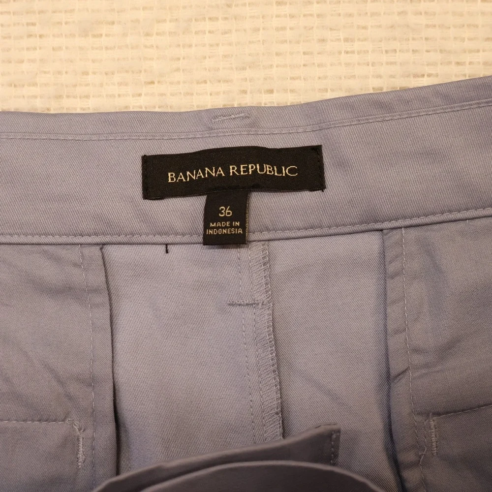Banana Republic Mens 36 Stretch Chino Short Blue Quick Dry 9 Inseam 1951107